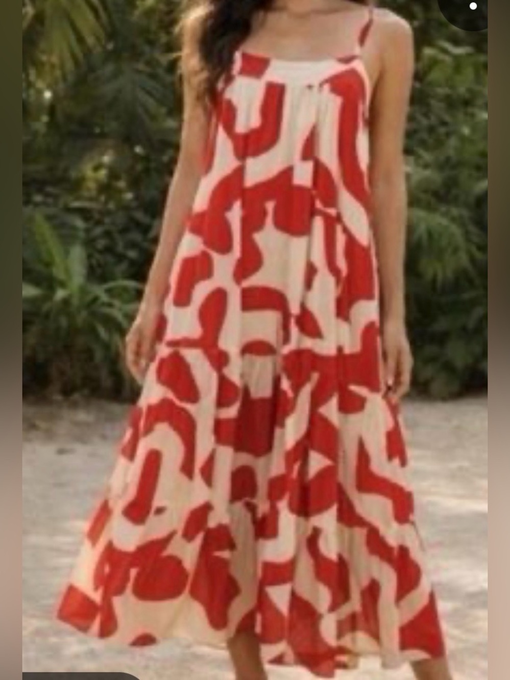 NWT Abel The Label Rayon Red & White Abstract Maxi Dress Size XL
